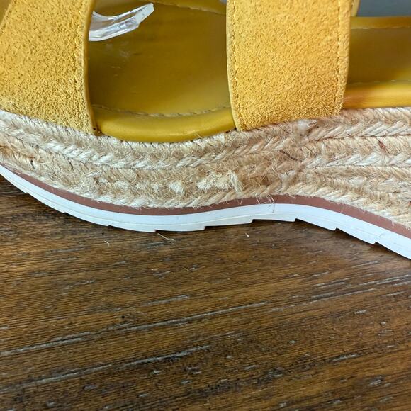Marc Fisher Woman’s Zain Espadrille Mustard Wedge Suede Sandals-Size 8M - Picture 6 of 11
